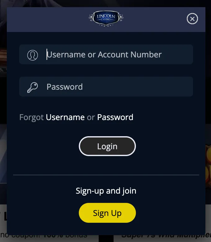 lincoln-casino login page